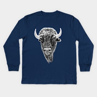 Buffalo Head Portrait Kids Long Sleeve T-Shirt